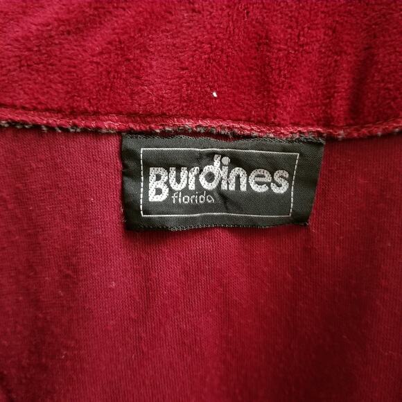 Burdines Maroon Velvet Soft Tie Waist Cardigan Robe - Picture 3 of 5